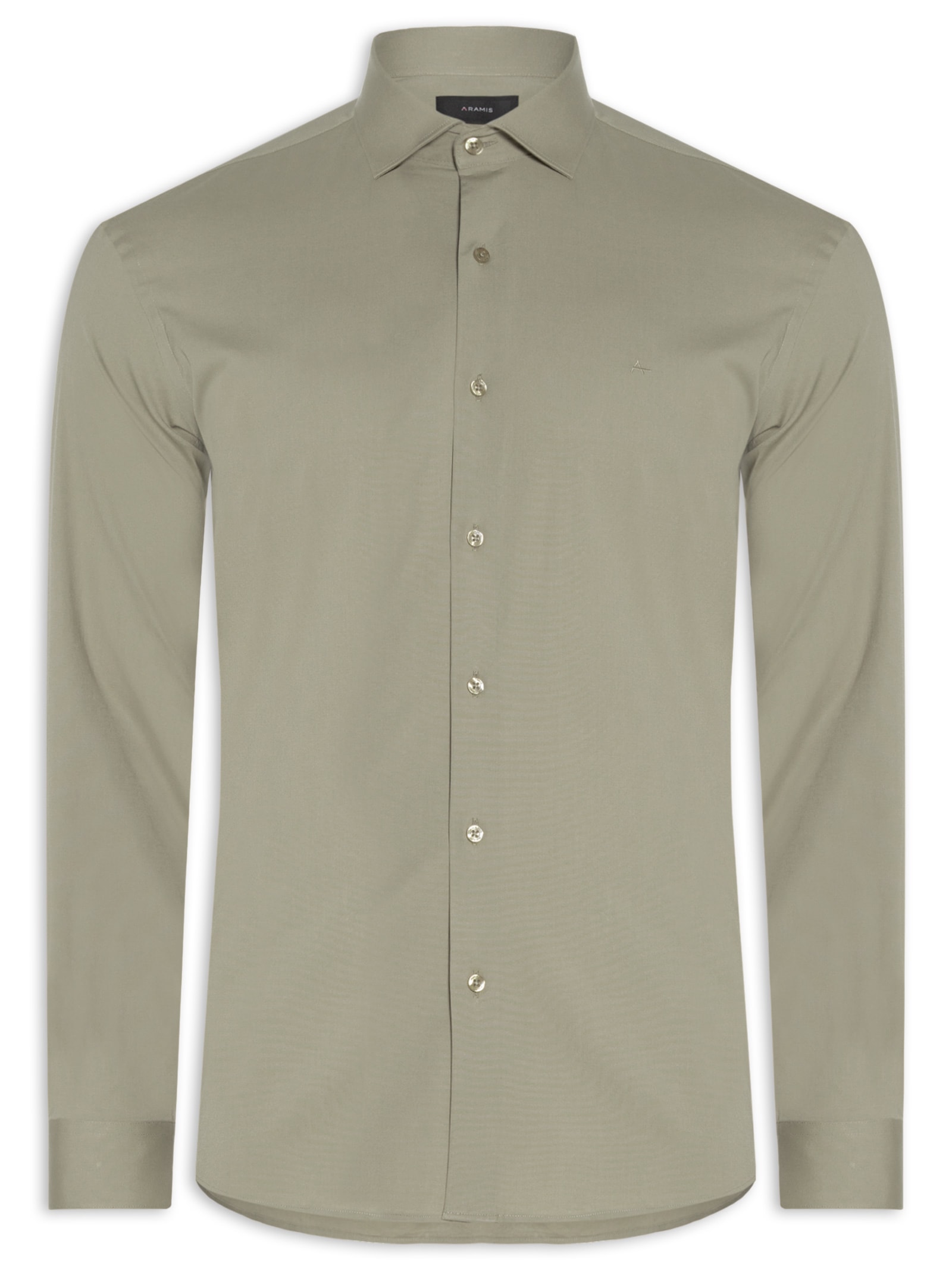 Camisa Masculina Slim Fit Tricoline Stretch – Bege Aramis