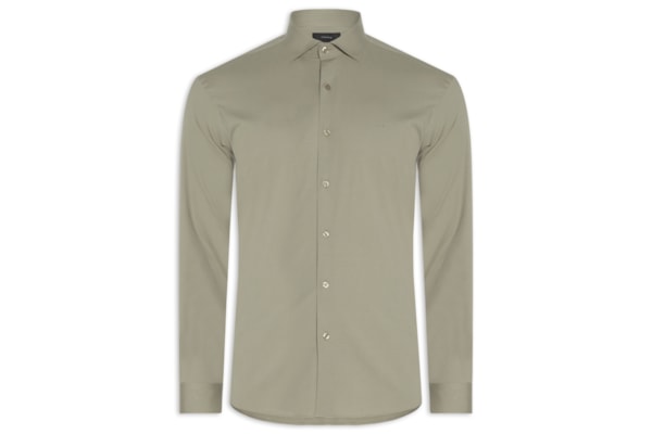Camisa Masculina Slim Fit Tricoline Stretch – Bege
