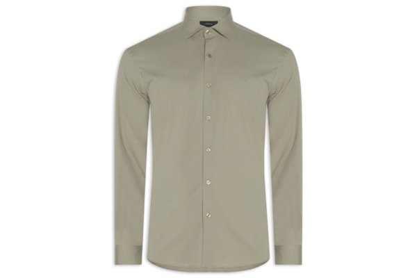 Camisa Masculina Slim Fit Tricoline Stretch – Bege