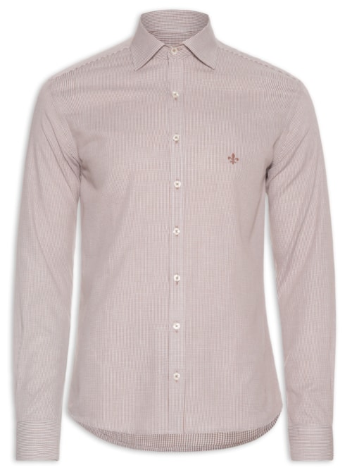 Camisa Masculina Slim Fit Vichy Algodão – Marrom