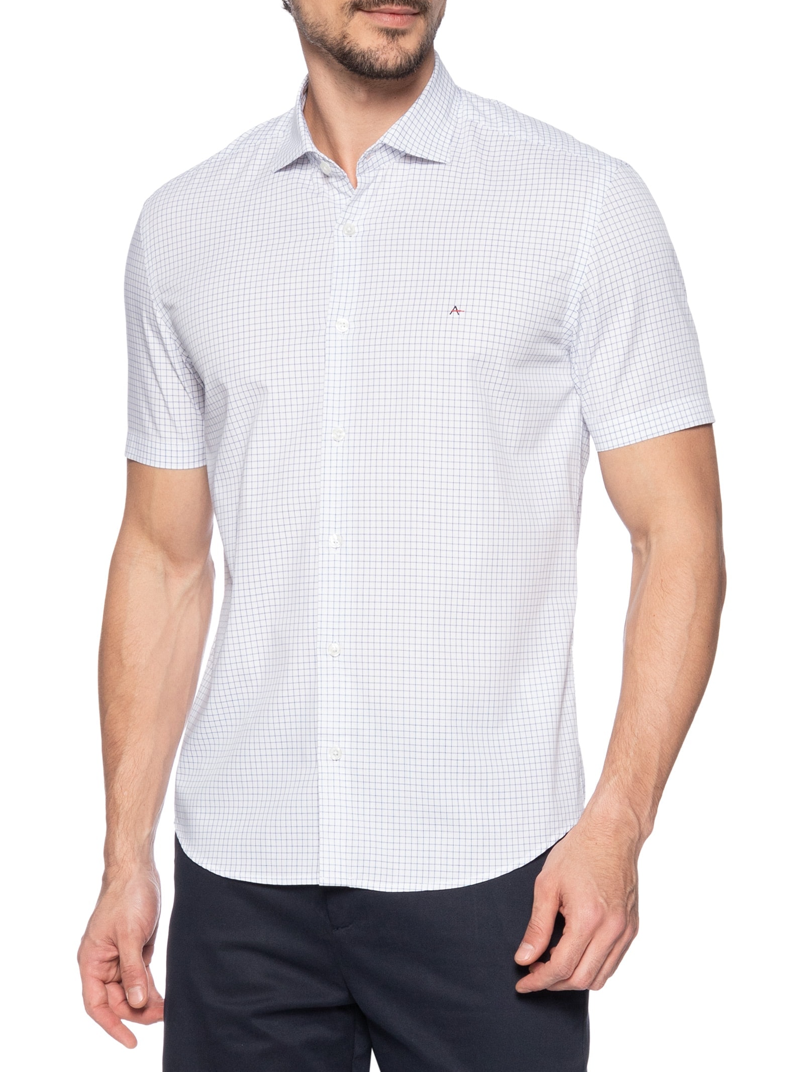 Camisa Masculina Slim Fit Xadrez Azul Aramis