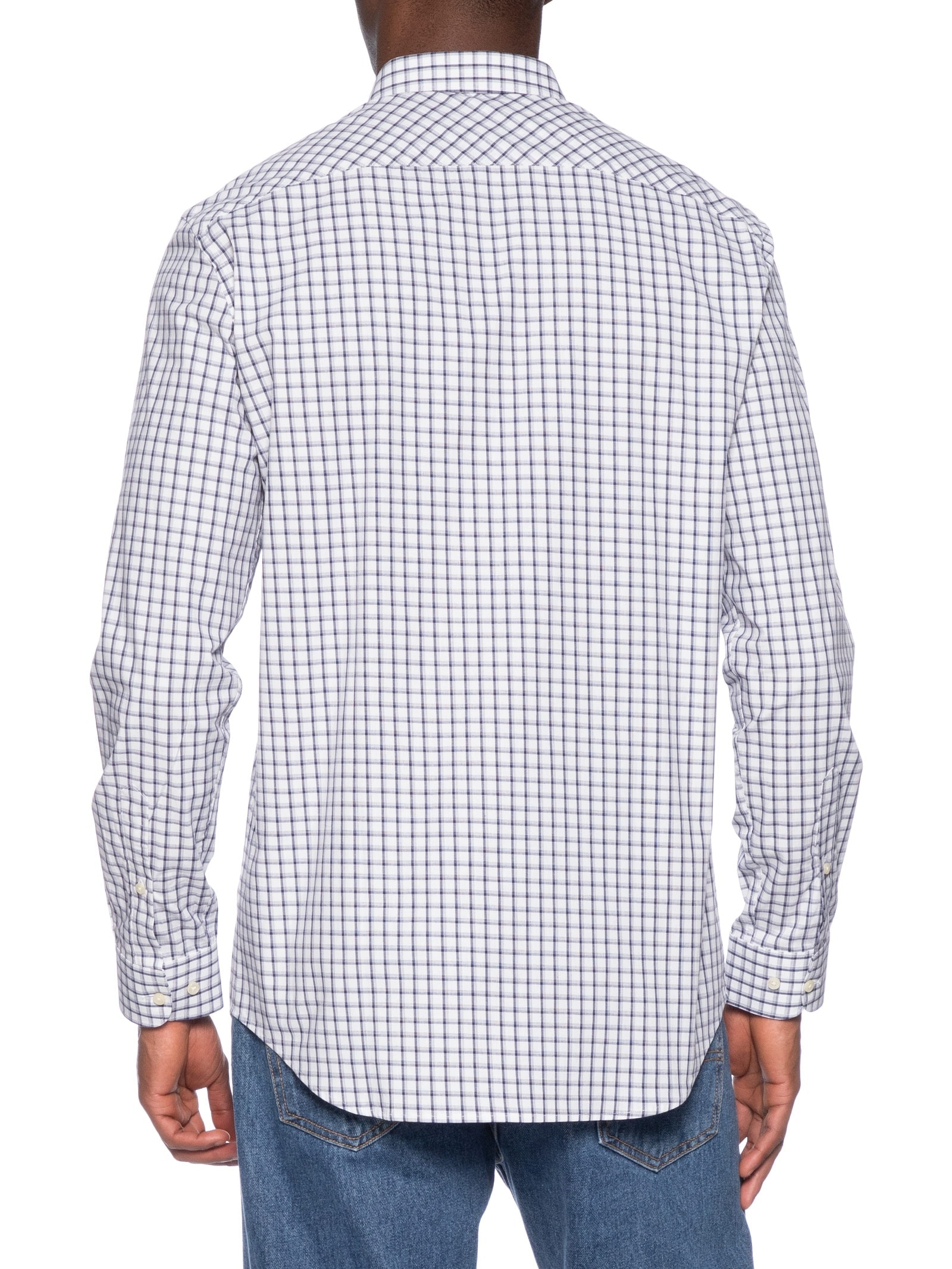 Camisa Masculina Slim Fit Xadrez Stretch Branco Aramis