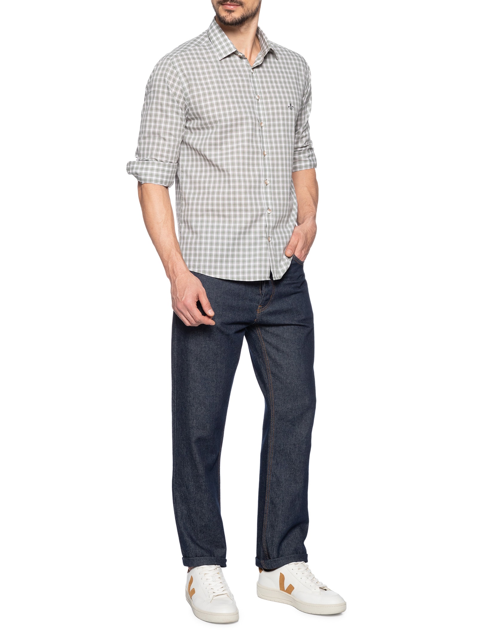 Camisa Masculina Slim Fit Xadrez Verde Dudalina