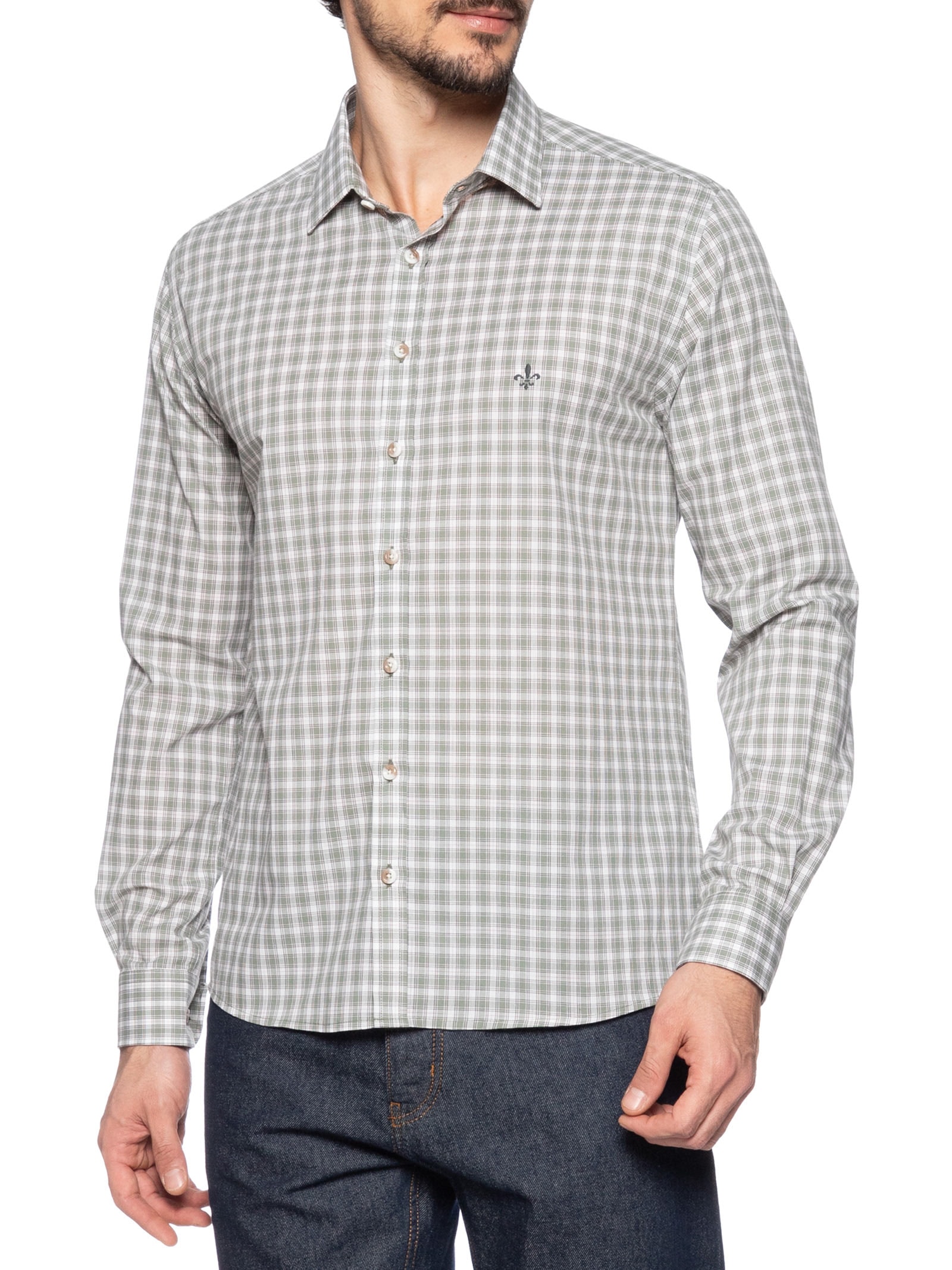 Camisa Masculina Slim Fit Xadrez Verde Dudalina