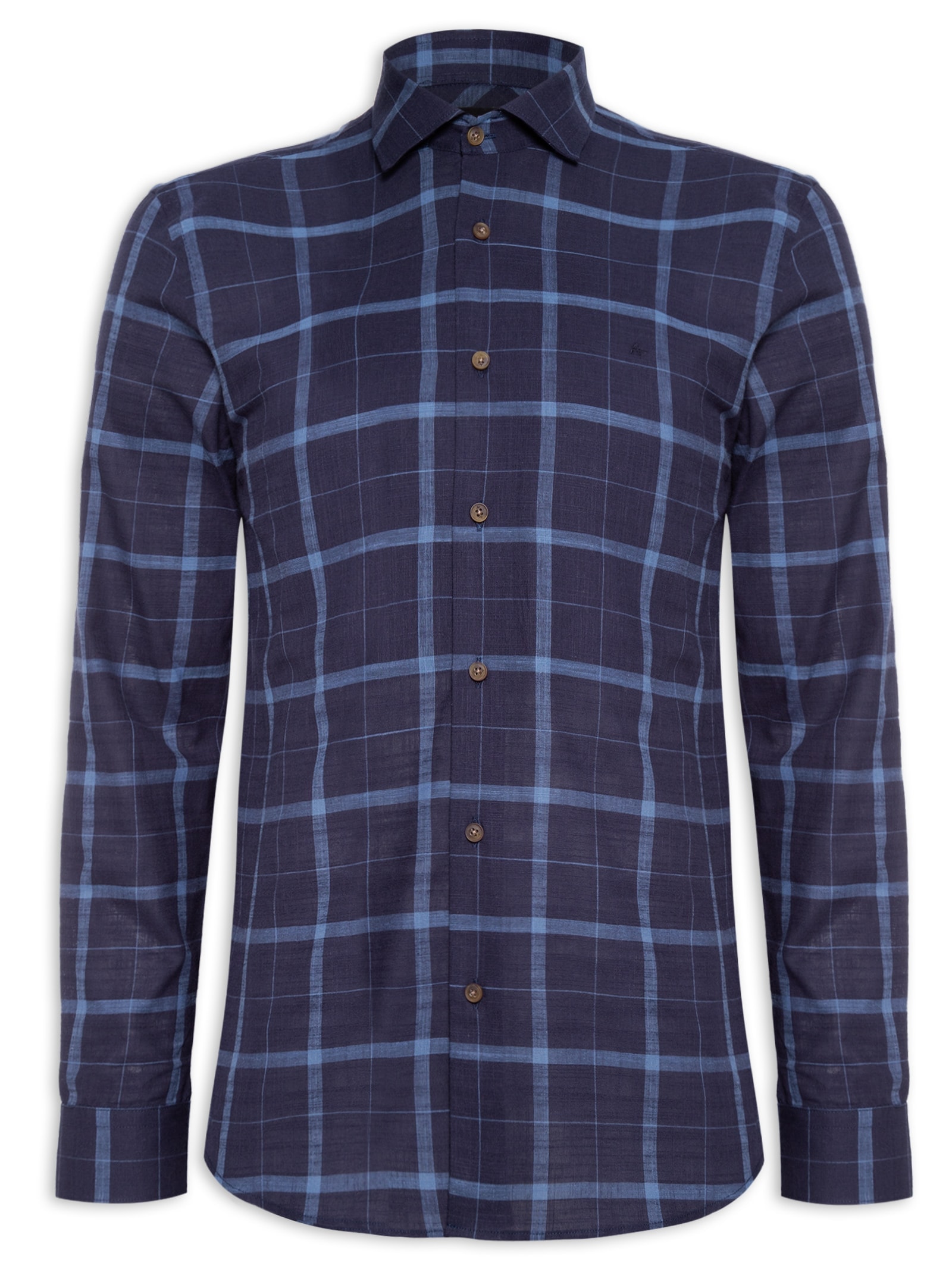 Camisa Masculina Slim Flame Xadrez Navy Azul Aramis