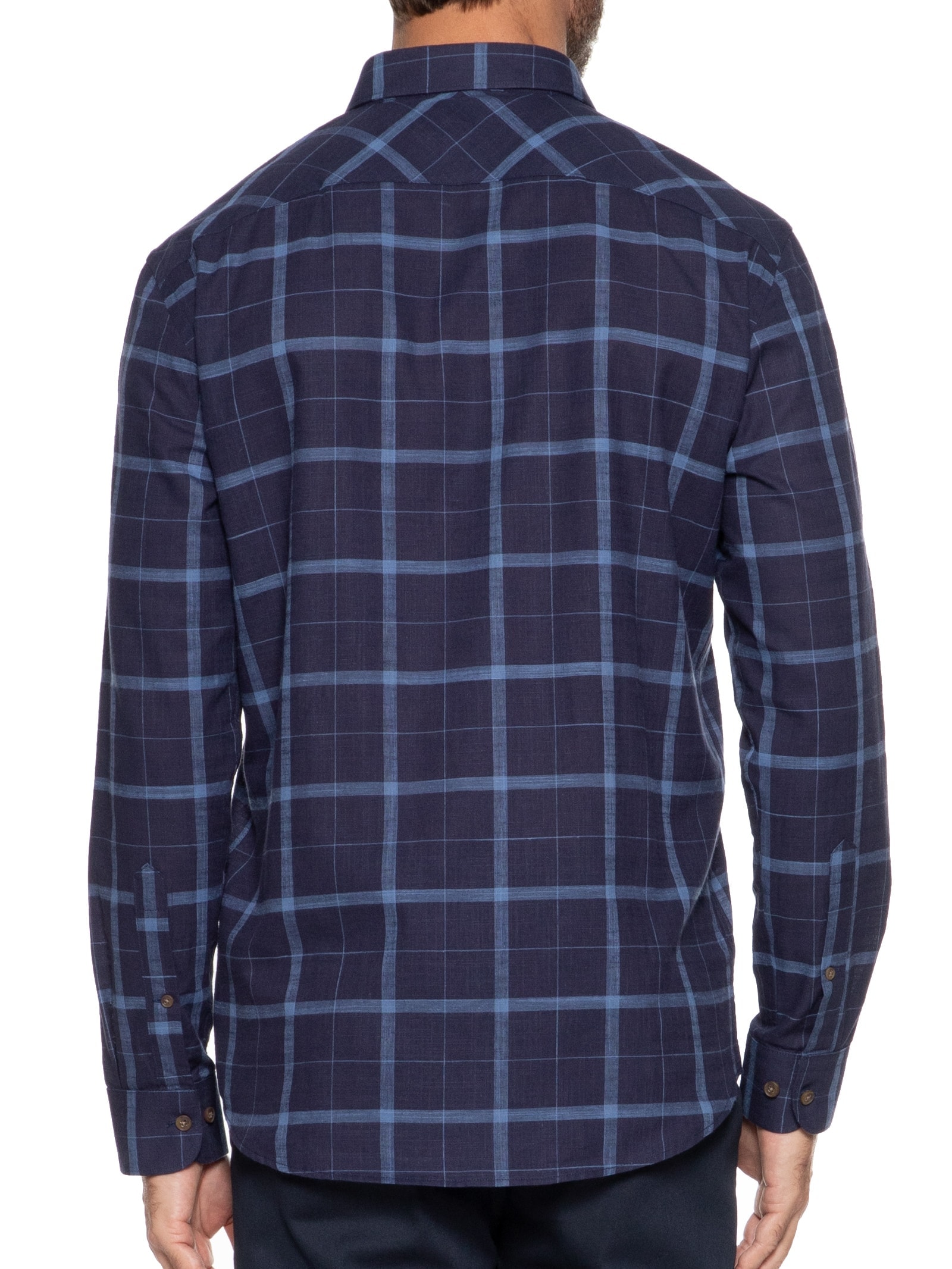 Camisa Masculina Slim Flame Xadrez Navy Azul Aramis