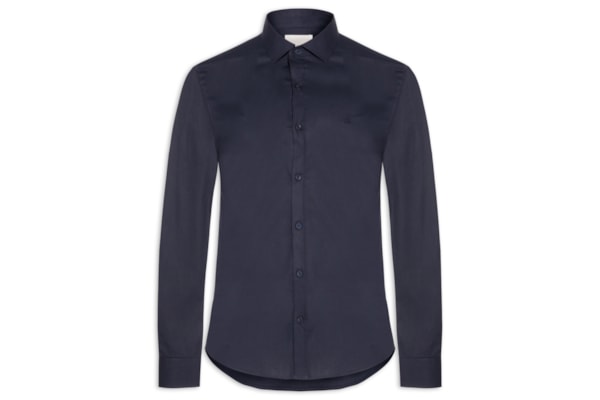 Camisa Masculina Slim Galles Stretch - Azul