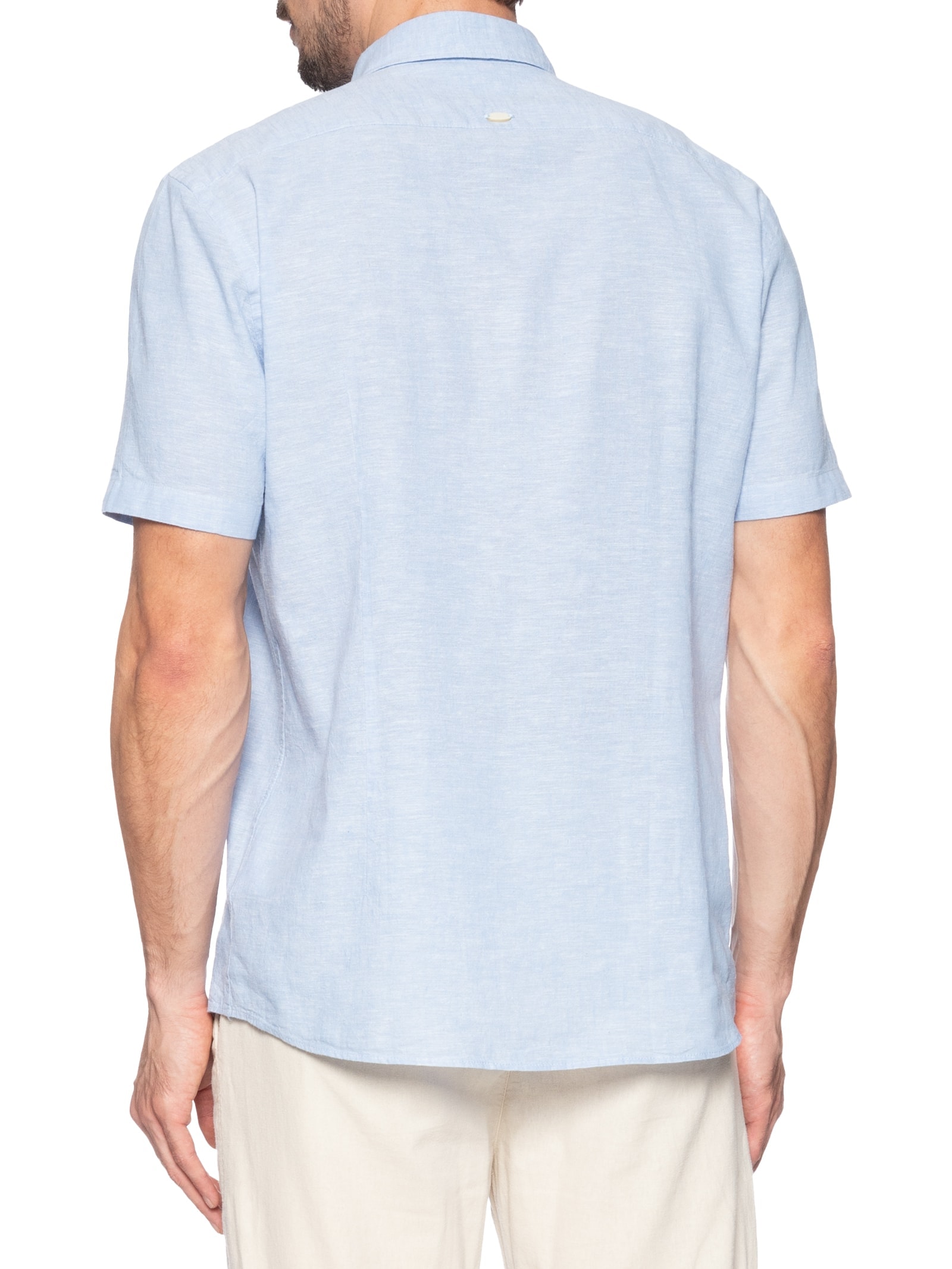 Camisa Masculina Slim Linho Algodão Surat Azul Aramis