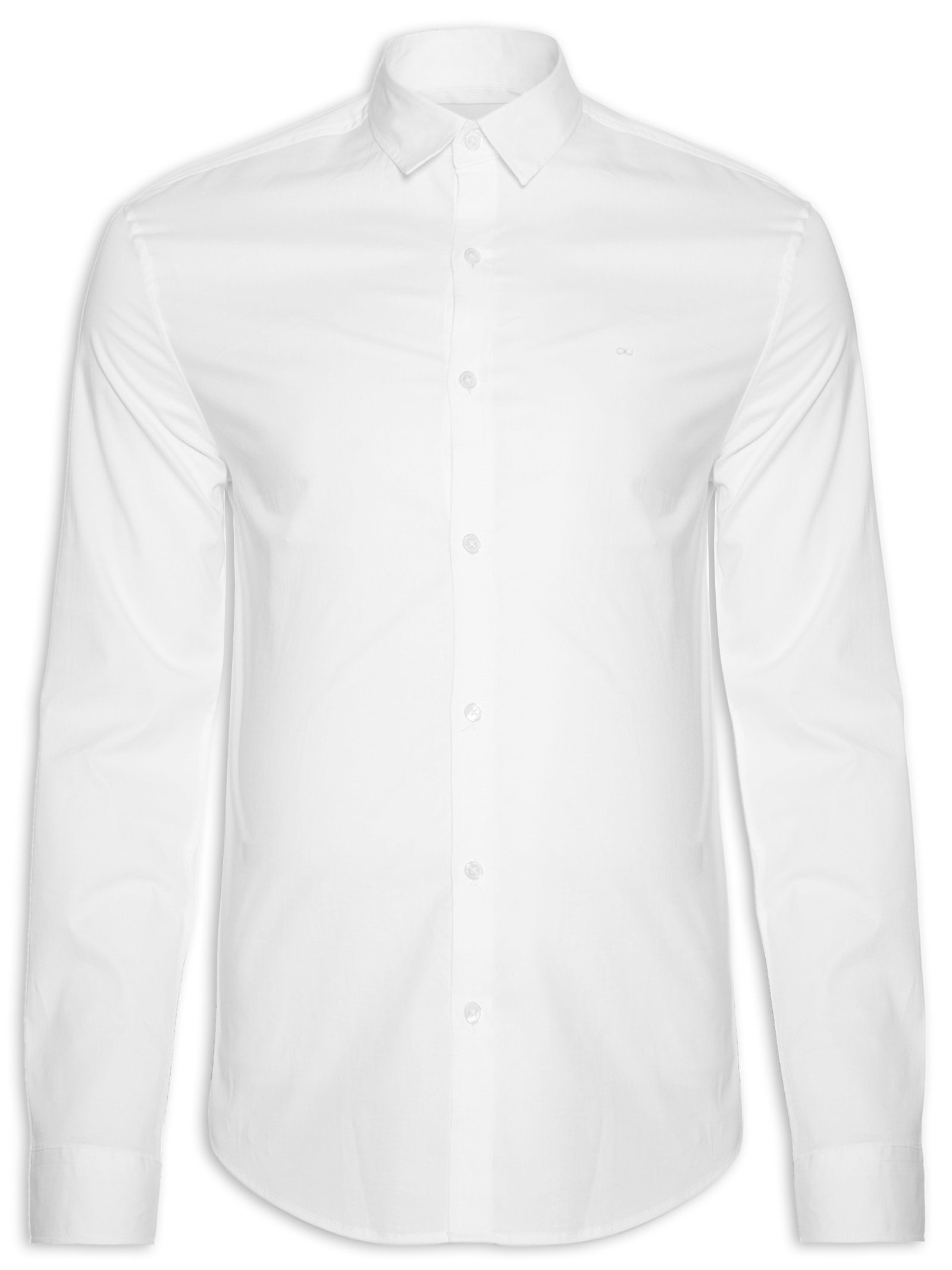 Camisa Masculina Slim Lisa Básica Logo No Peito Off White Calvin Klein Jeans
