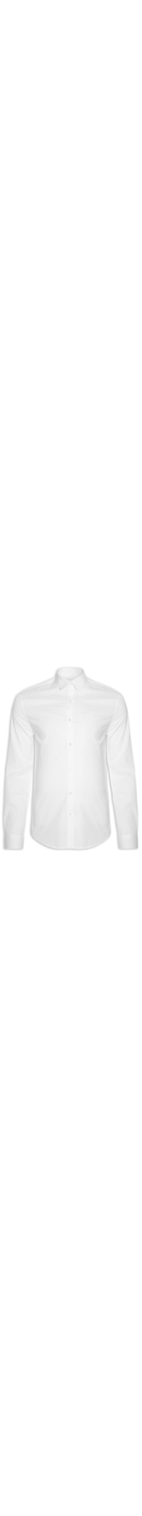Camisa Masculina Slim Lisa Básica Logo No Peito - Off White