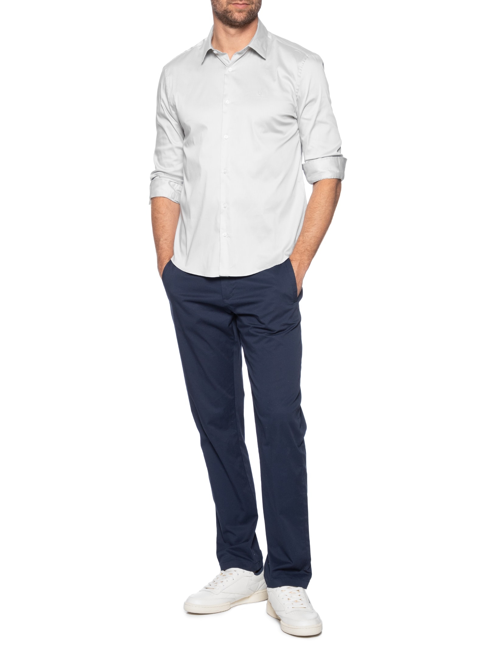 Camisa Masculina Slim Manga Longa Básica Algodão Poliamida Calvin Klein - White Label