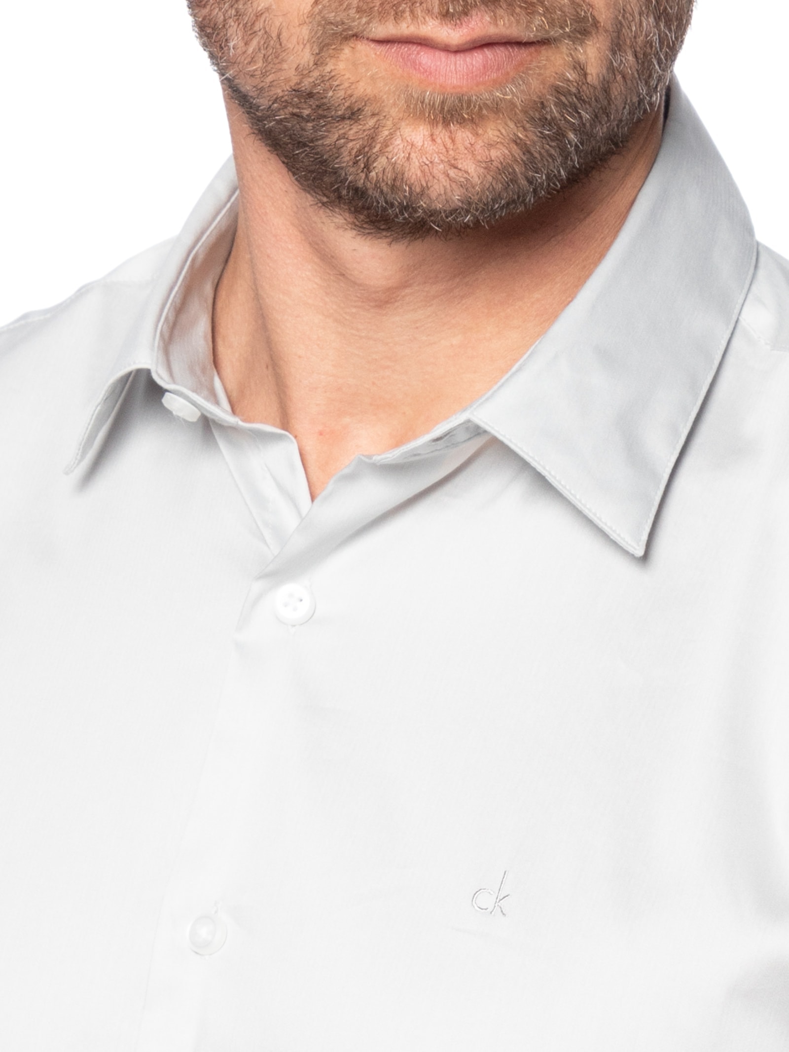 Camisa Masculina Slim Manga Longa Básica Algodão Poliamida Calvin Klein - White Label