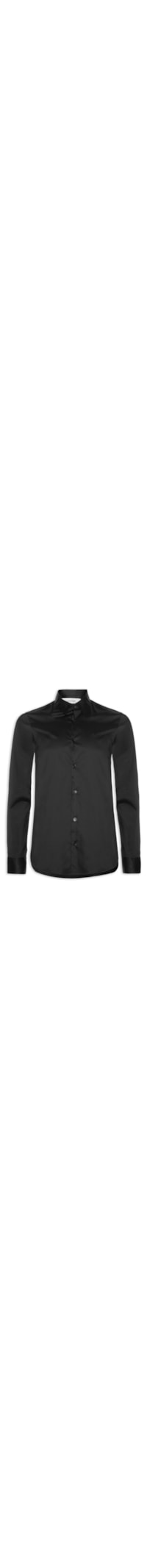 Camisa Masculina Slim Manga Longa Básica Algodão Poliamida - Preto