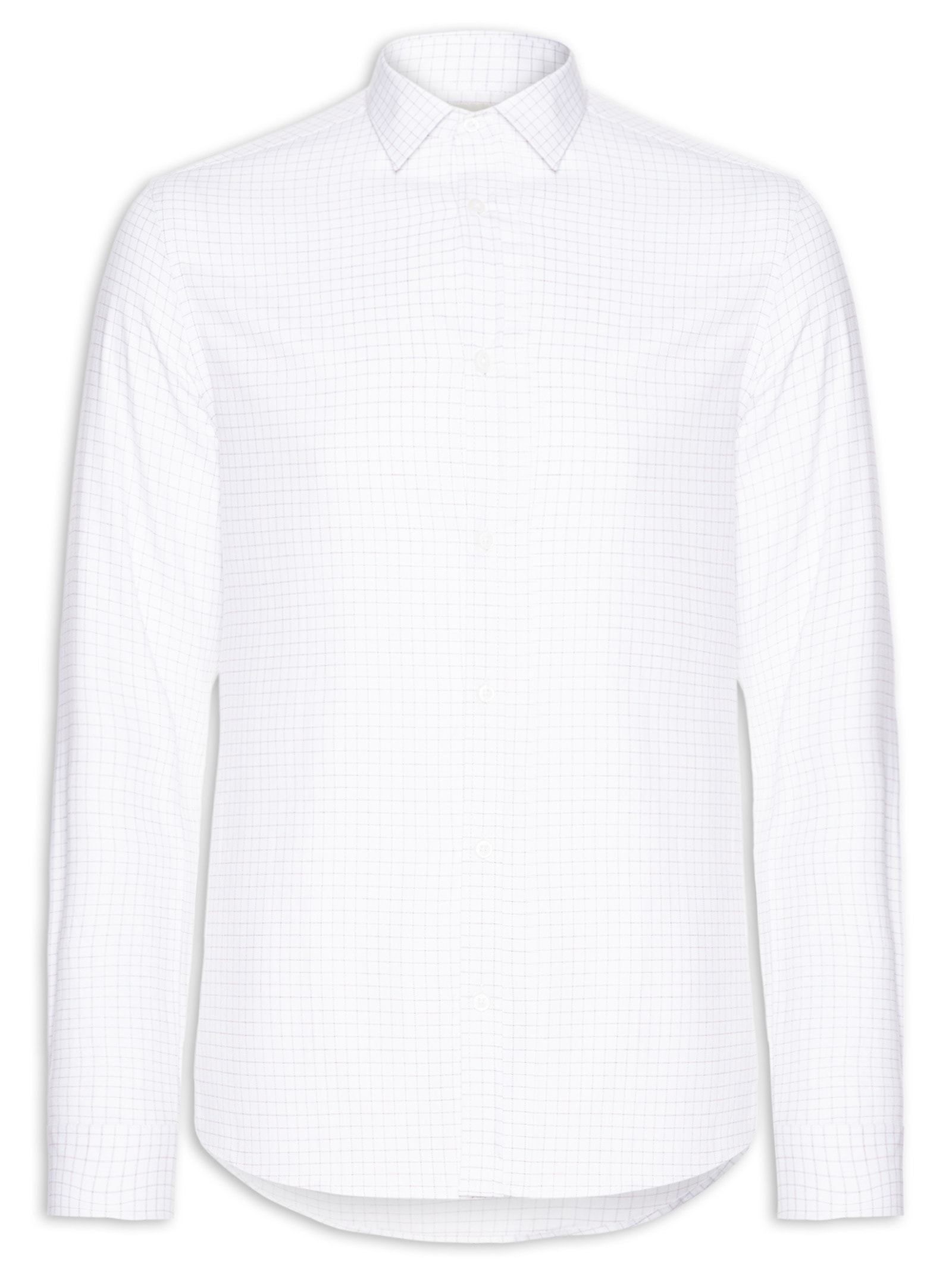 Camisa Masculina Slim Maquinetada Xadrez Branco Calvin Klein