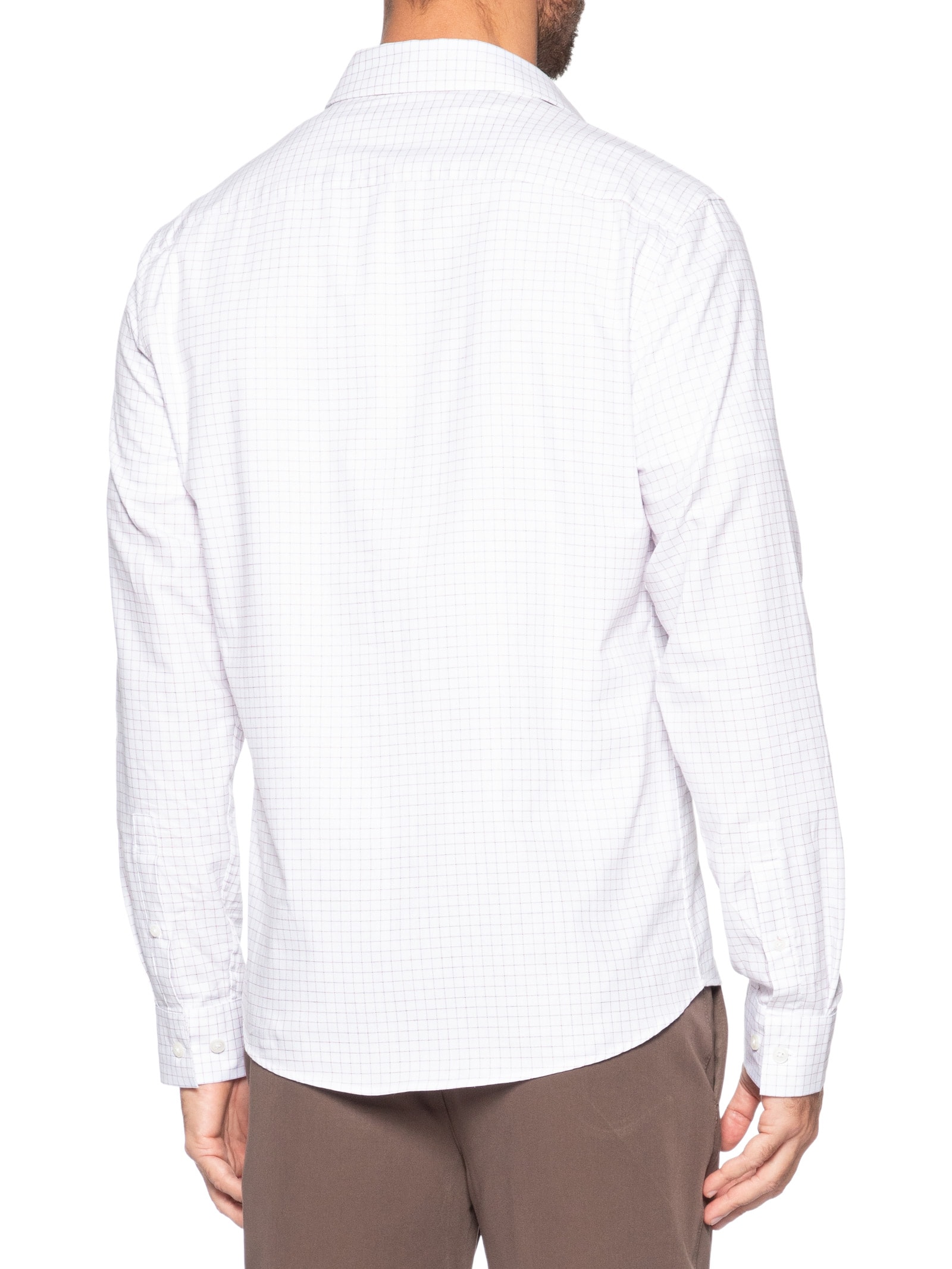 Camisa Masculina Slim Maquinetada Xadrez Branco Calvin Klein