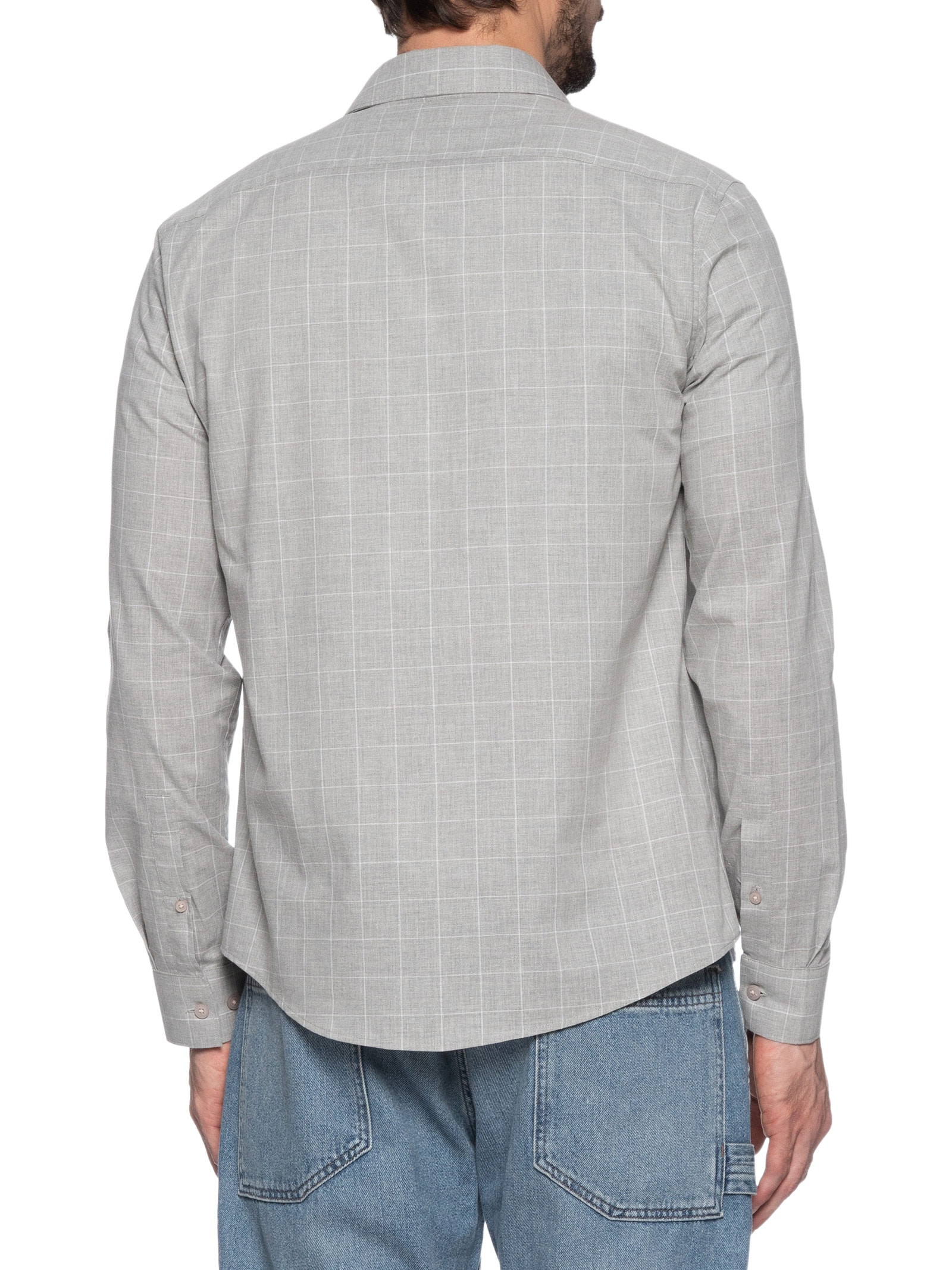 Camisa Masculina Slim Mescla Cinza Calvin Klein