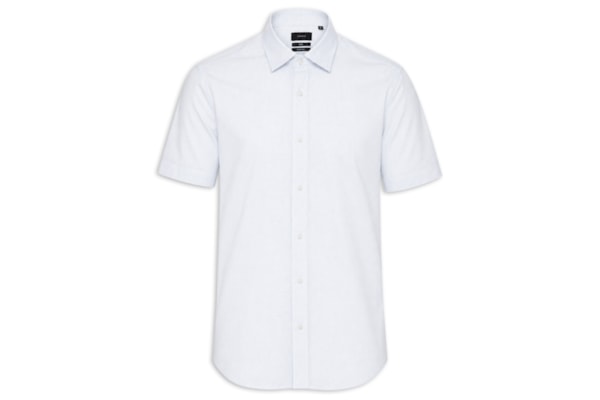 Camisa Masculina Slim Micro Xadrez - Branco