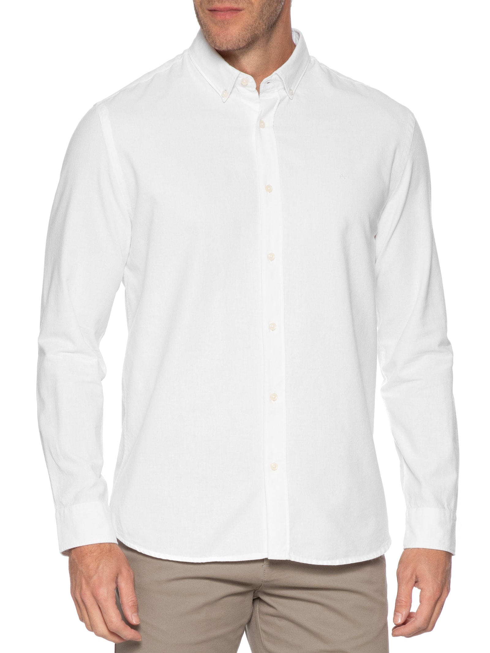 Camisa Masculina Slim Oxford Planalto Bdnw Branco Aramis
