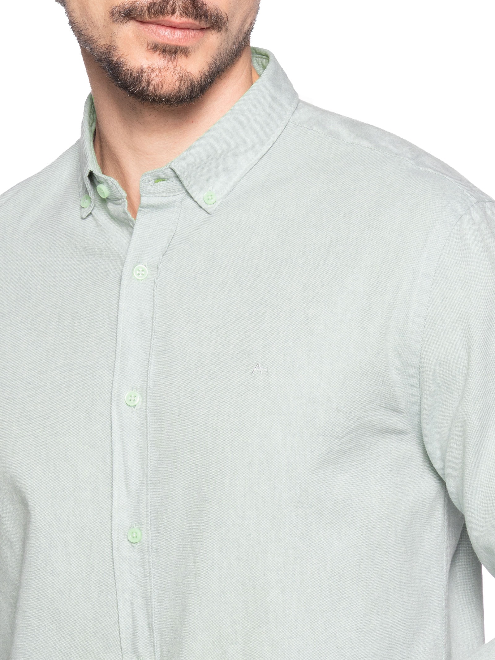 Camisa Masculina Slim Oxford Planalto Bdnw Verde Aramis