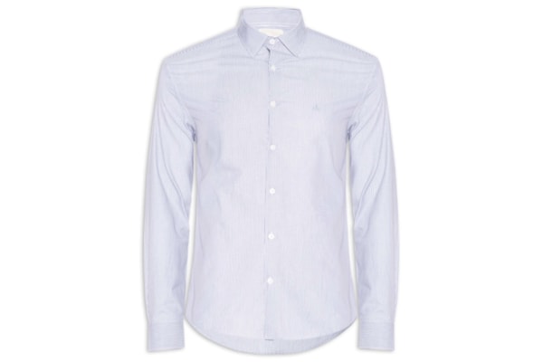 Camisa Masculina Slim Tricoline Fio 60 - Azul