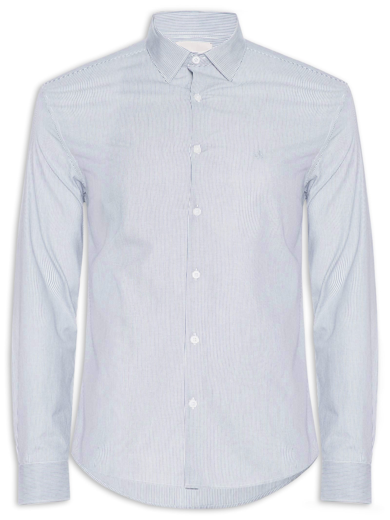 Camisa Masculina Slim Tricoline Fio 60 Azul Calvin Klein