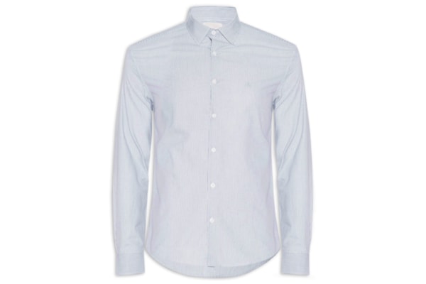 Camisa Masculina Slim Tricoline Fio 60 - Azul