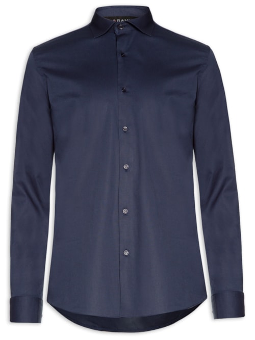 Camisa Masculina Slim Tricoline Stretch - Azul