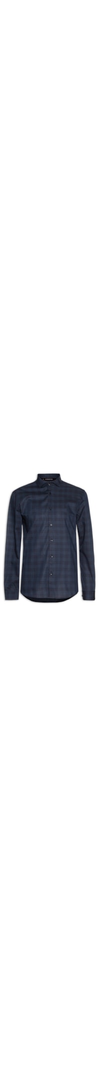 Camisa Masculina Slim Tricoline Xadrez Grid - Azul