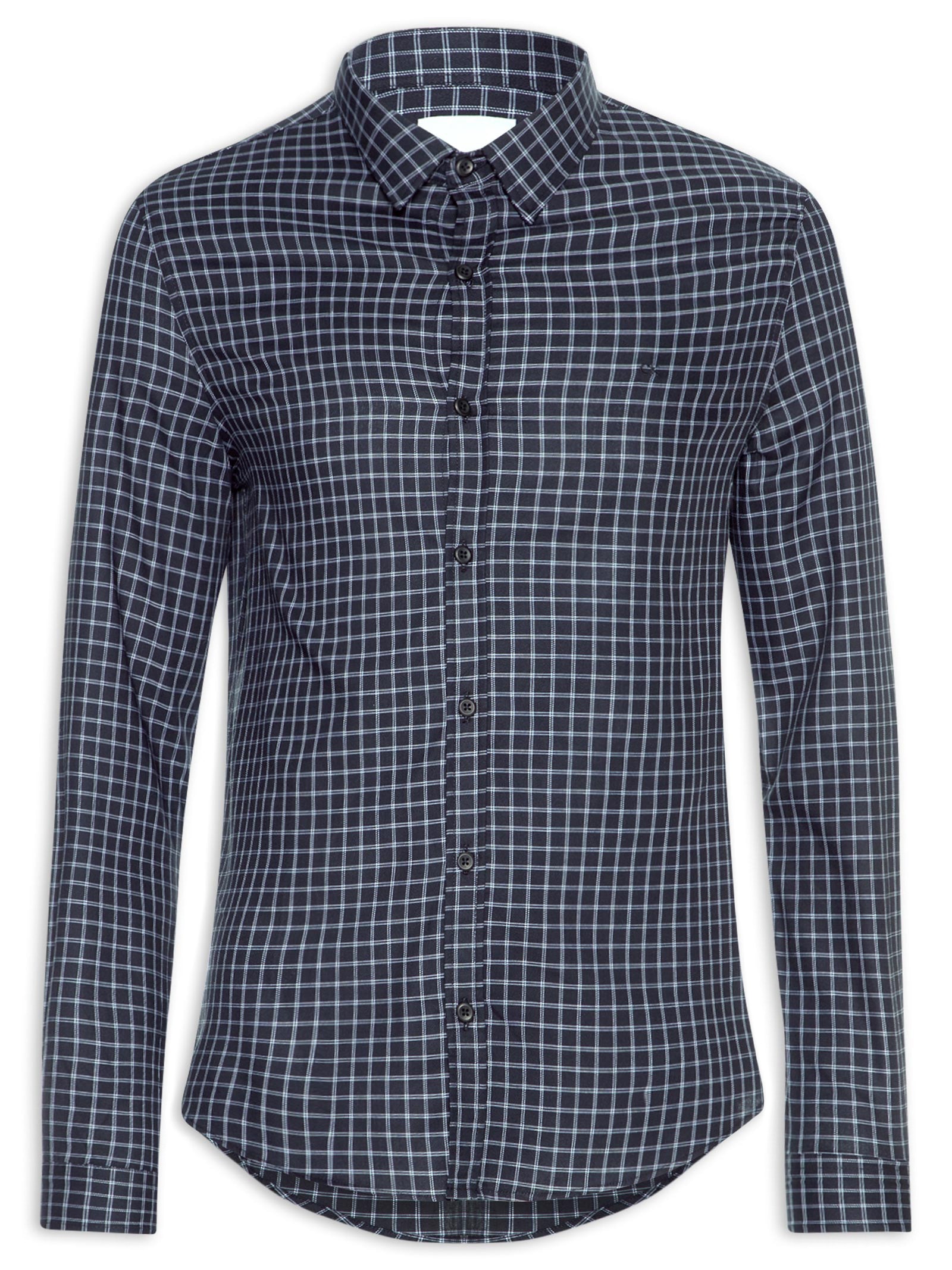 Camisa Masculina Slim Xadrez Clássico Preto Calvin Klein