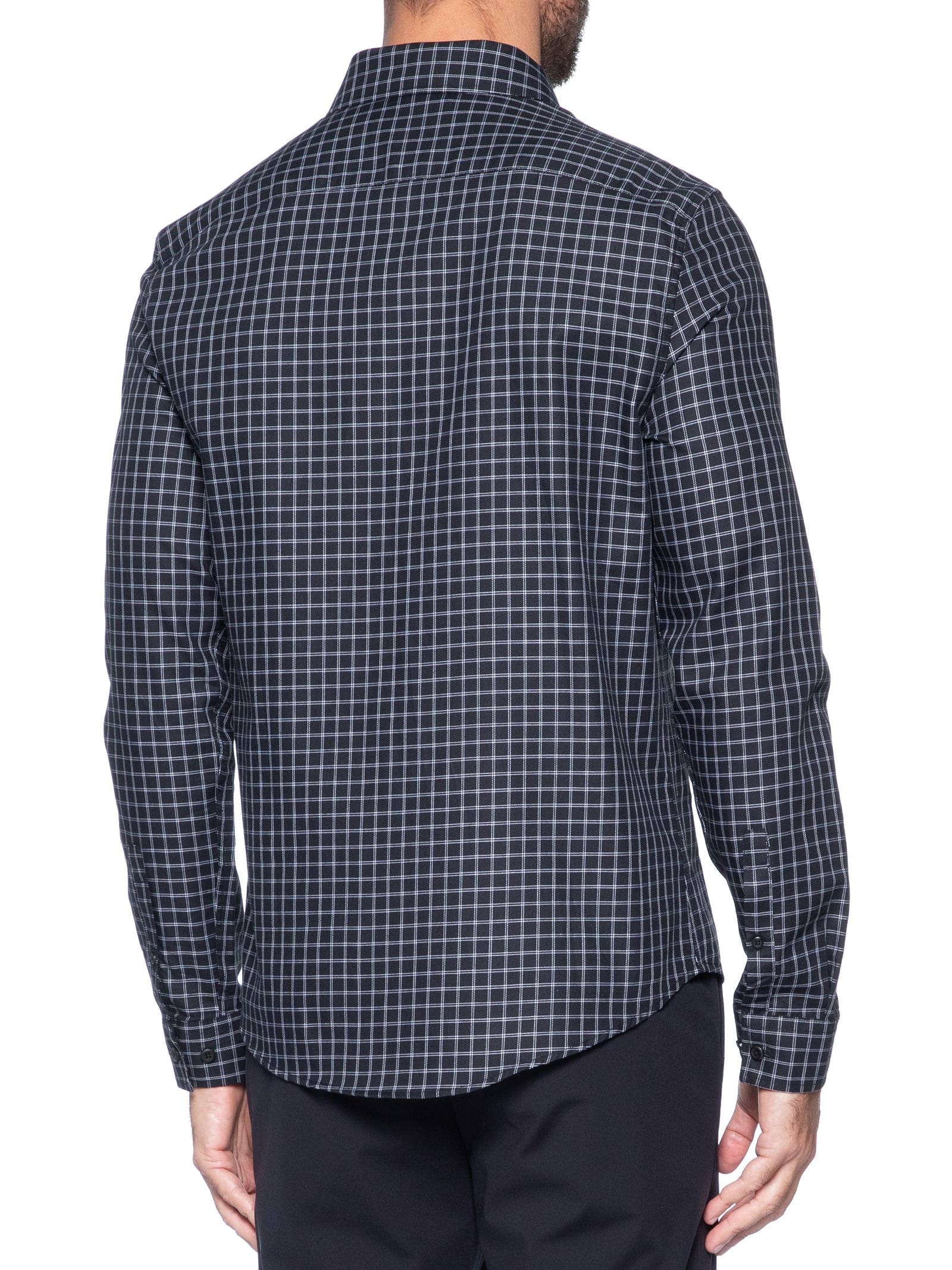 Camisa Masculina Slim Xadrez Clássico Preto Calvin Klein