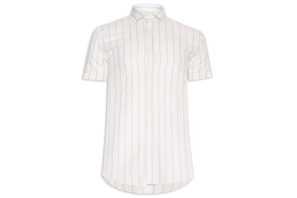 Camisa Masculina Slub Listras - Azul