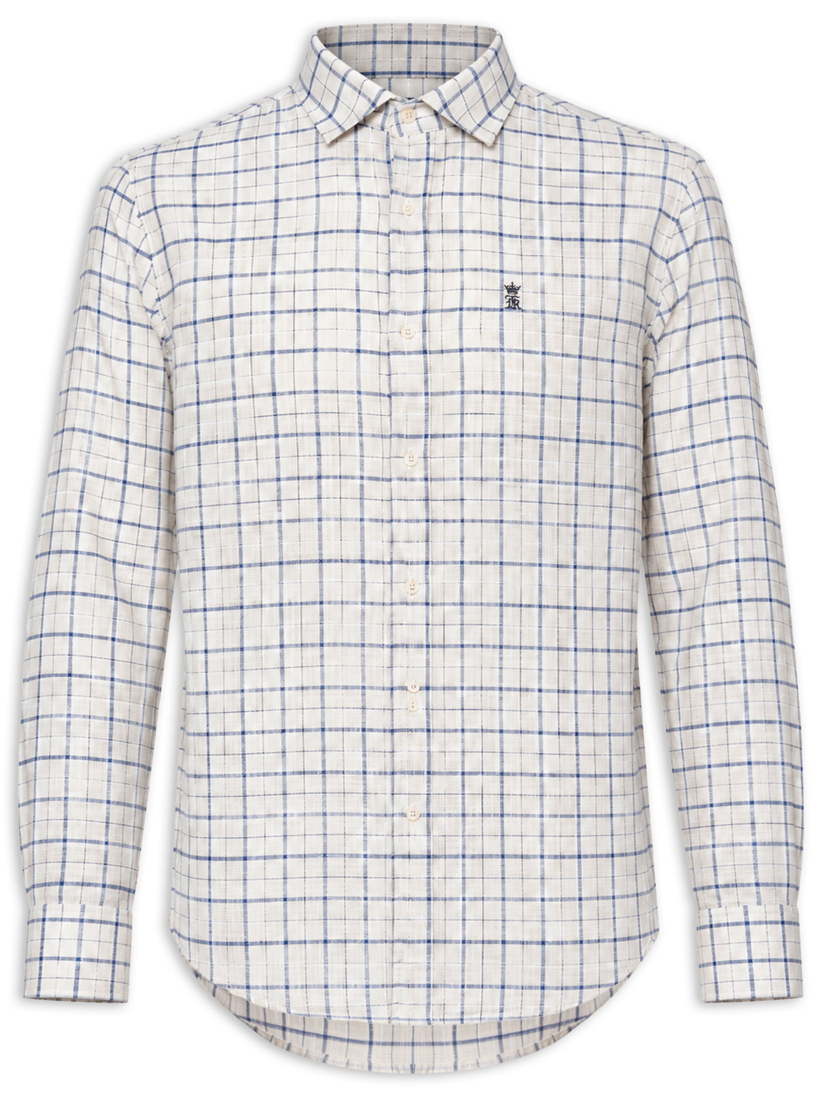 Camisa Masculina Slub Quadros Azul Sergio K