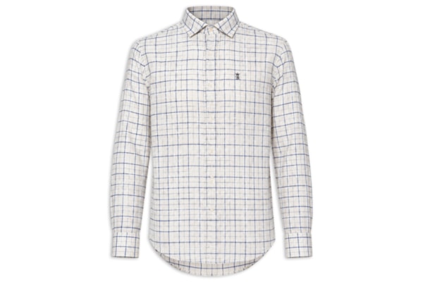 Camisa Masculina Slub Quadros - Azul