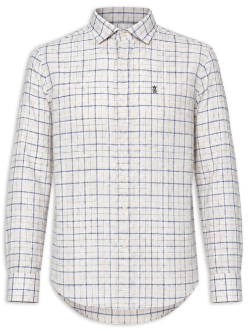 Camisa Masculina Slub Quadros - Azul