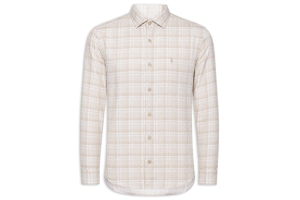 Camisa Masculina Slub Xadrez - Bege