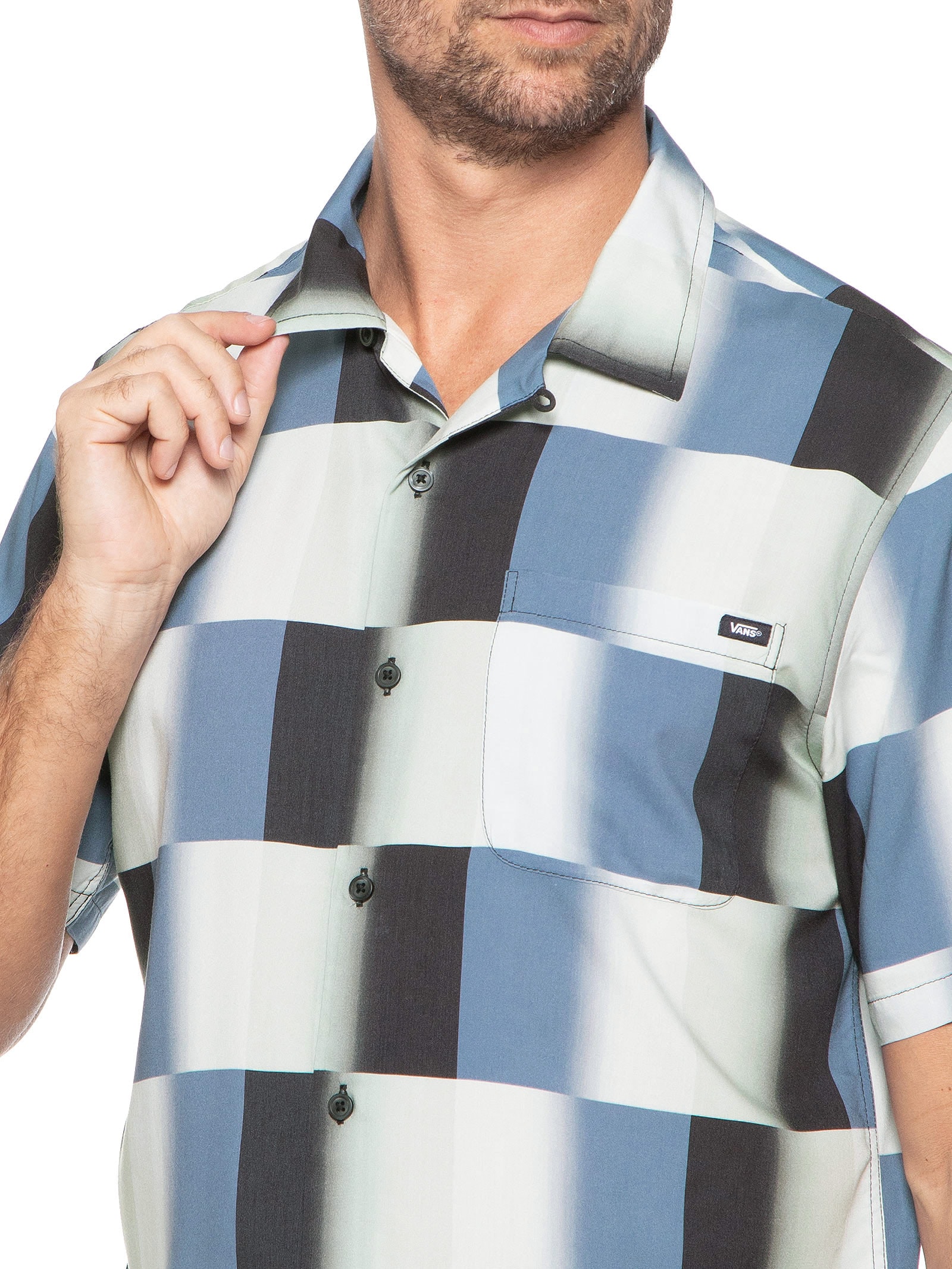 Camisa Masculina Smith Ii Ss Woven Vans Azul