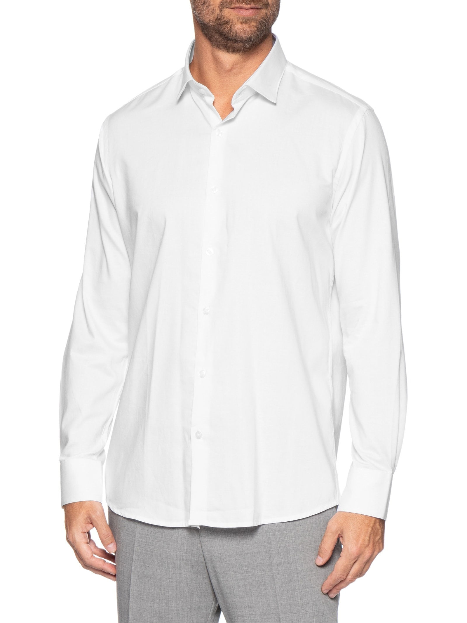 Camisa Masculina Social Algodão Egípcio Branco '2 Essential