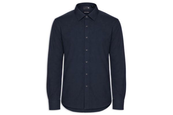 Camisa Masculina Social Fibra De Bambu Soft Slim Fit - Azul