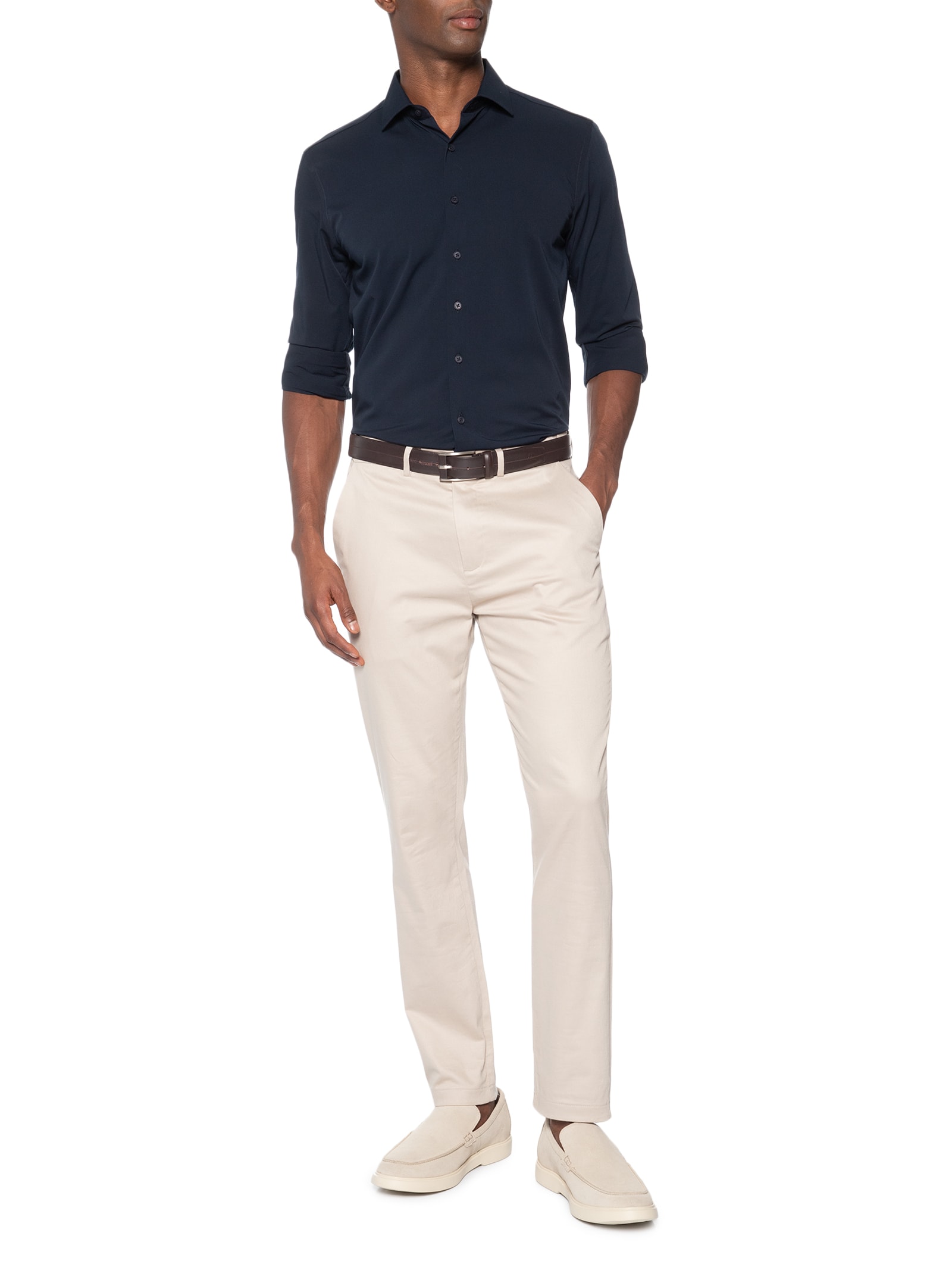 Camisa Masculina Social Fibra De Bambu Soft Slim Fit Azul '2 Essential