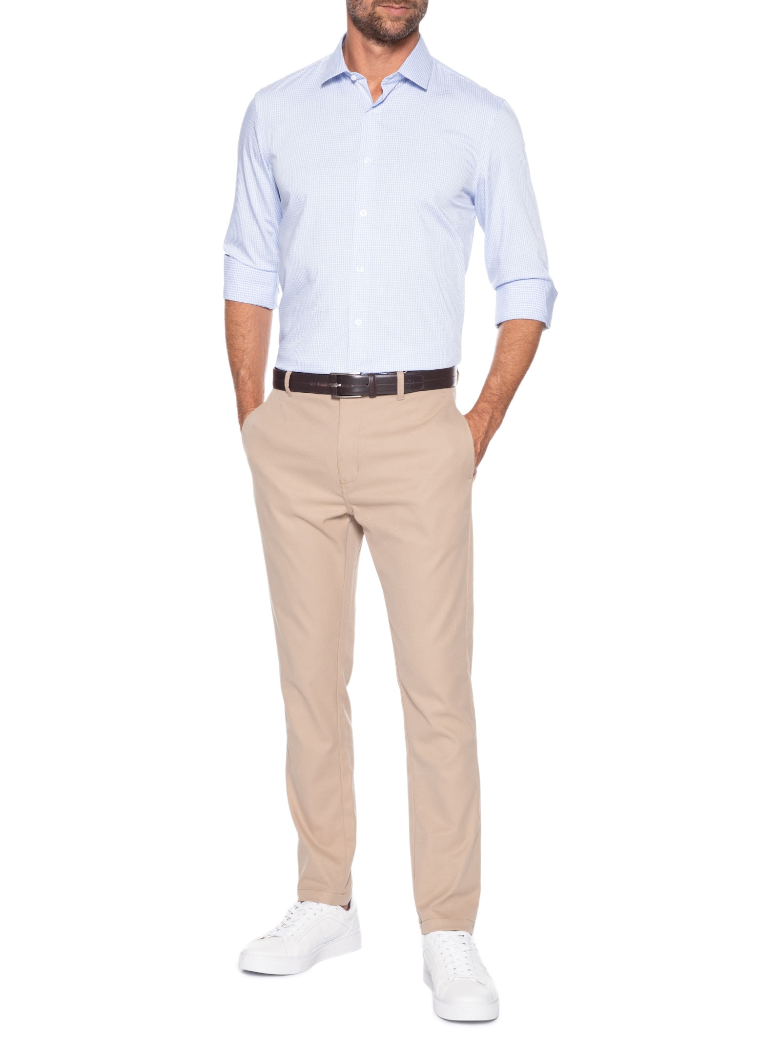 Camisa Masculina Social Fibra De Bambu Soft Slim Fit Branco '2 Essential