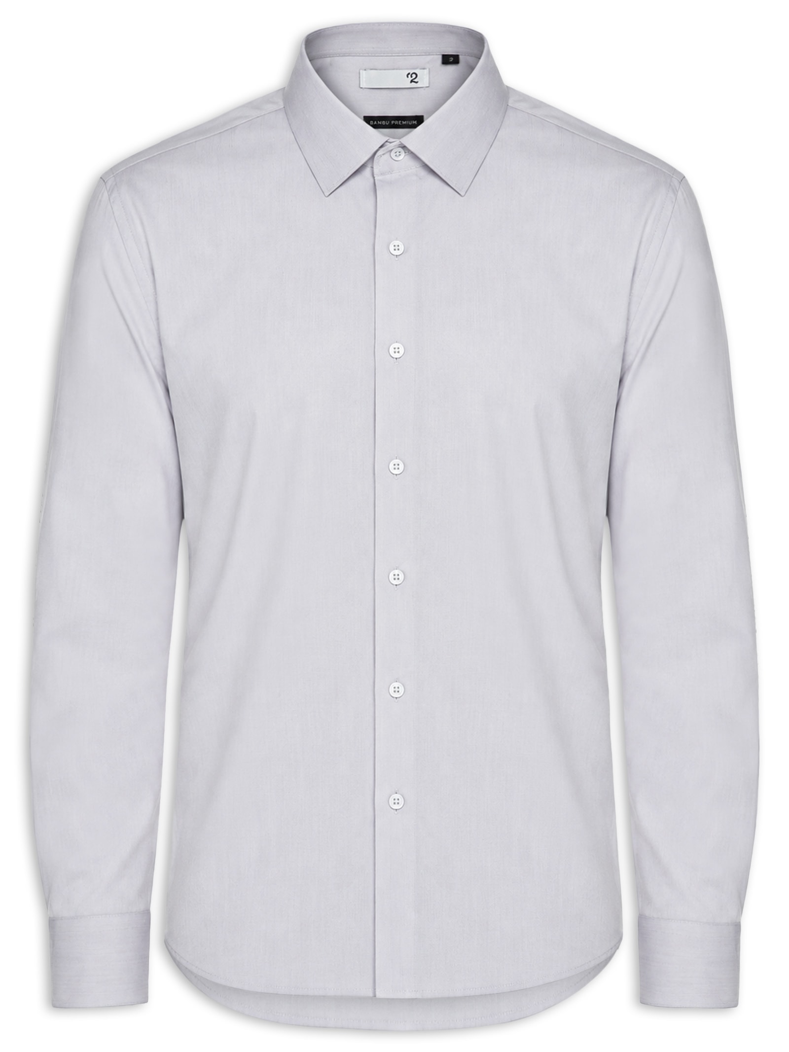 Camisa Masculina Social Fibra De Bambu Soft Slim Fit Cinza '2 Essential