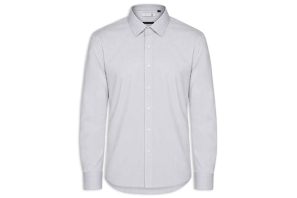 Camisa Masculina Social Fibra De Bambu Soft Slim Fit - Cinza