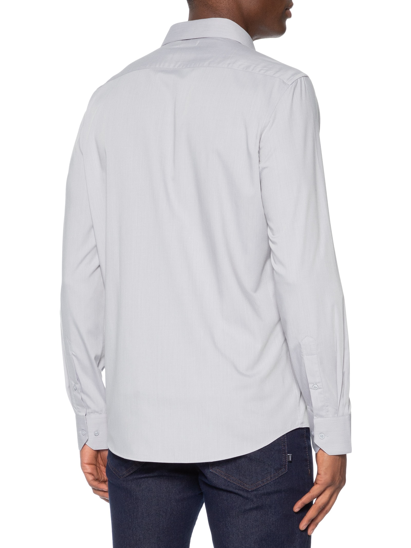 Camisa Masculina Social Fibra De Bambu Soft Slim Fit Cinza '2 Essential