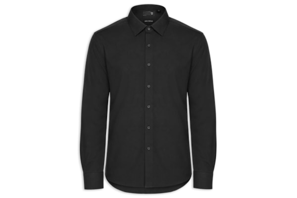 Camisa Masculina Social Fibra De Bambu Soft Slim Fit - Preto