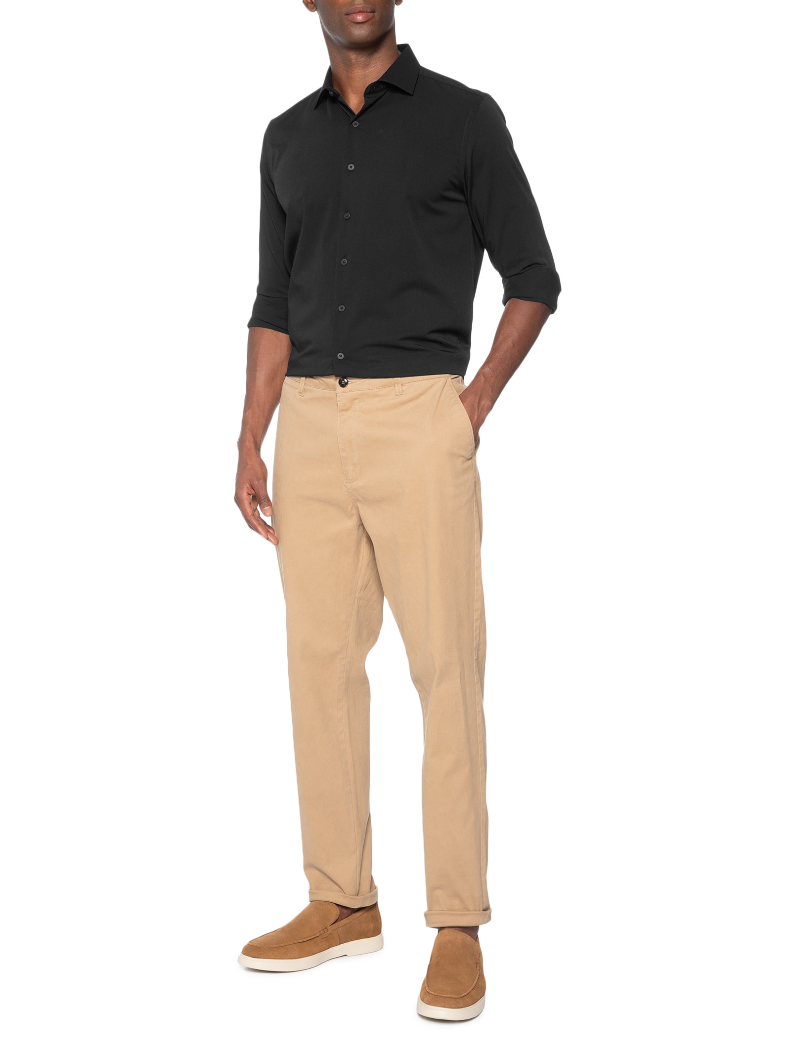 Camisa Masculina Social Fibra De Bambu Soft Slim Fit Preto '2 Essential