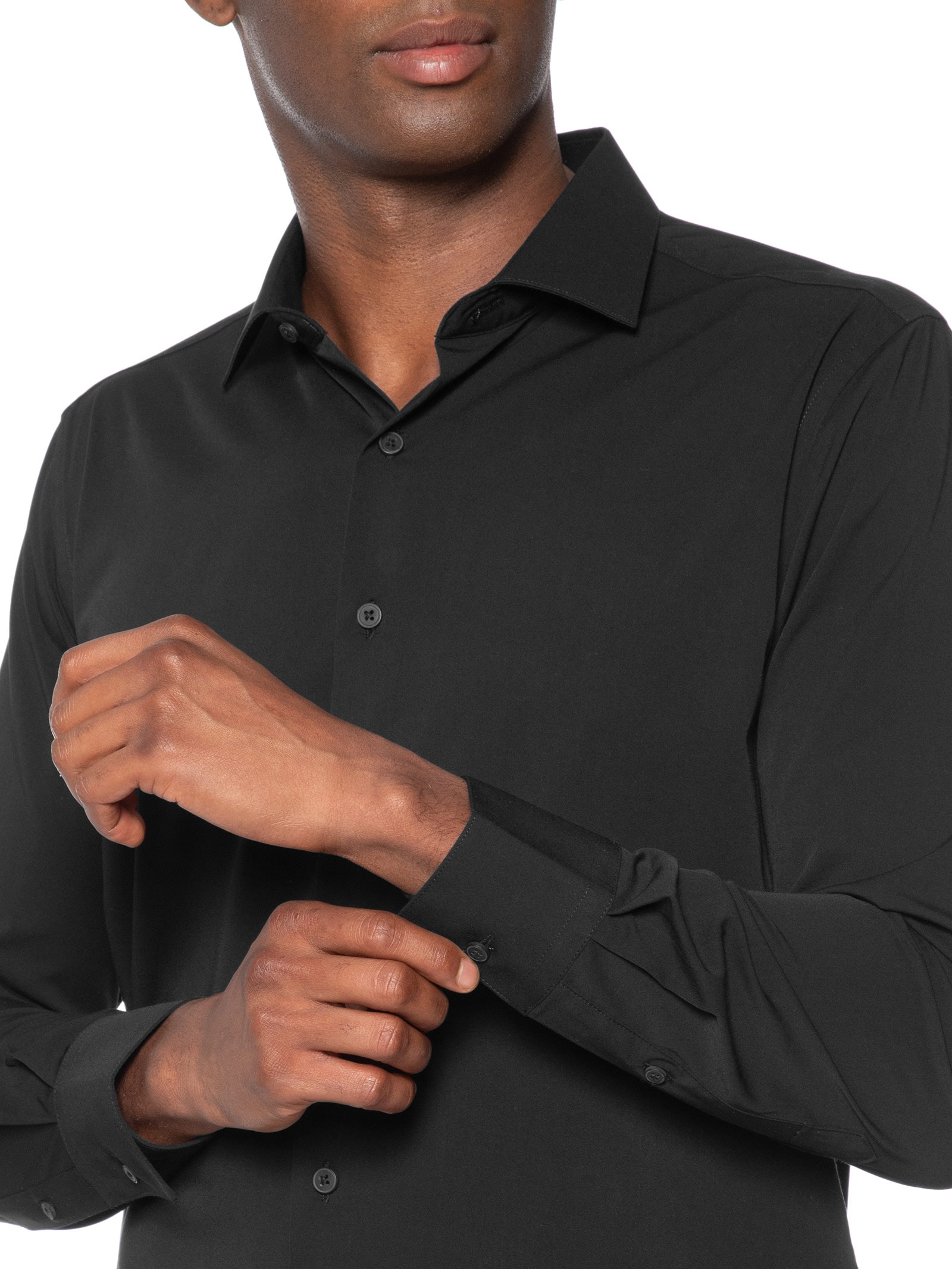 Camisa Masculina Social Fibra De Bambu Soft Slim Fit Preto '2 Essential