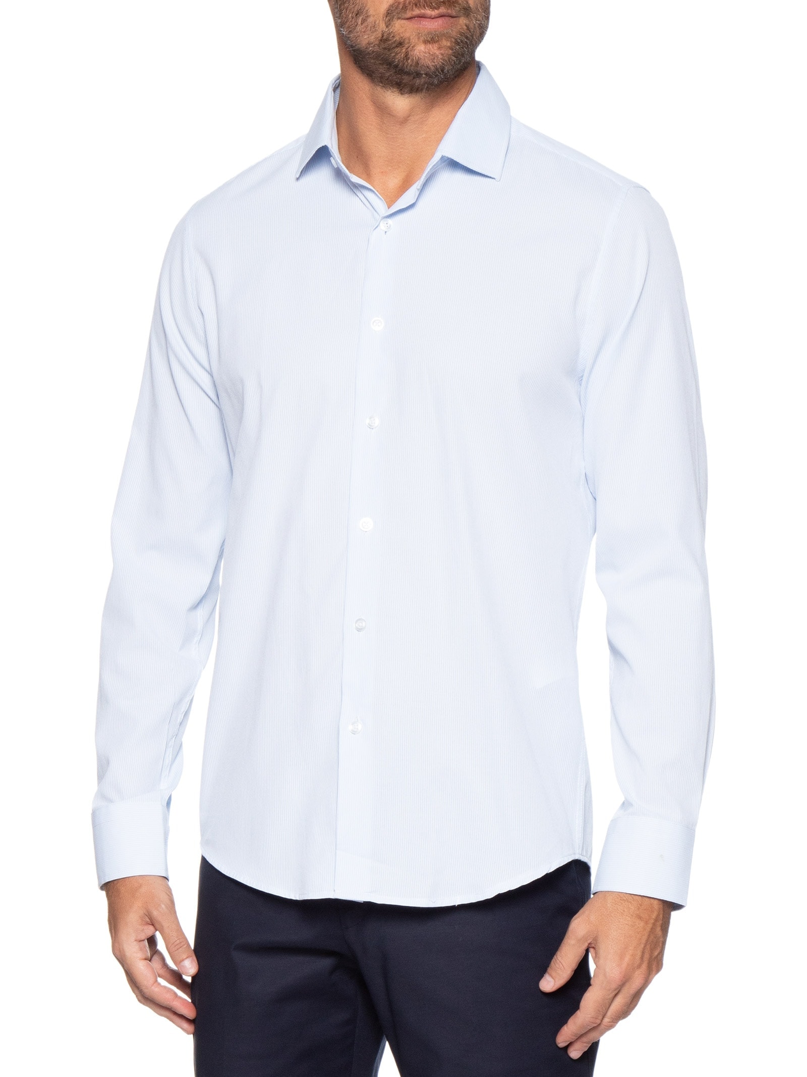 Camisa Masculina Social Fio Tinto Azul '2 Essential
