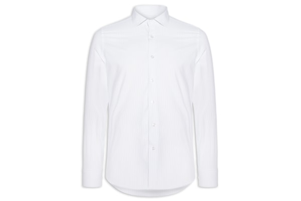 Camisa Masculina Social Fio Tinto - Branco