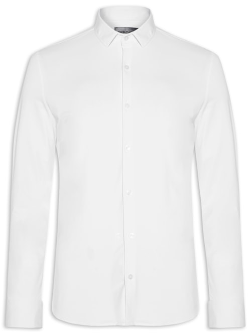 Camisa Masculina Social Lisa Slim Fit Power Em Poliamida – Branco