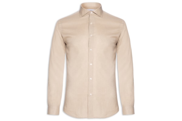 Camisa Masculina Social Manga Longa Blende Linho - Bege